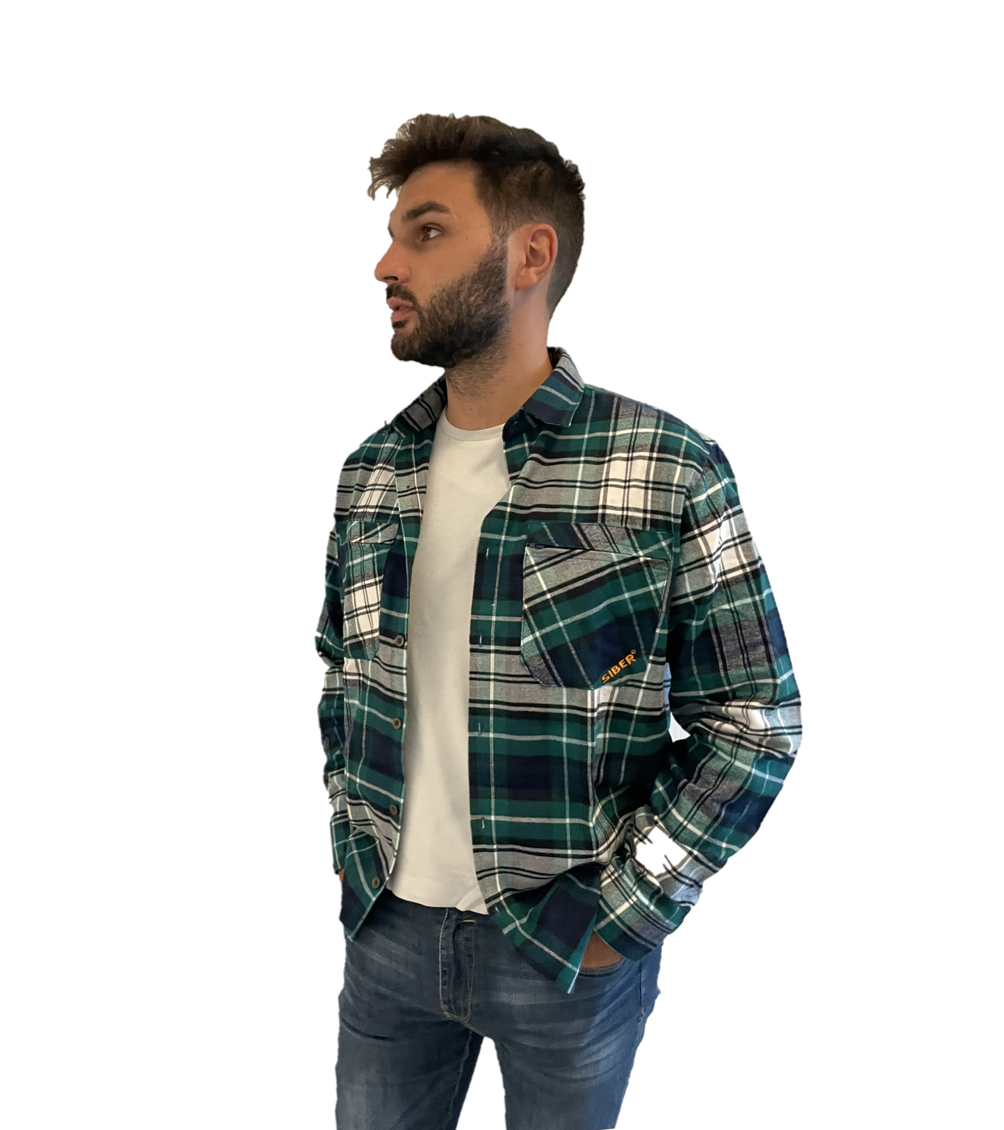 Camicia Scozzese in flanella Verde uomo 200gsm